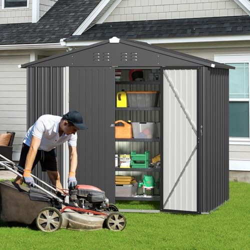 gizoon 8x6 ft outdoor storage shed, corrosion metal, main product view