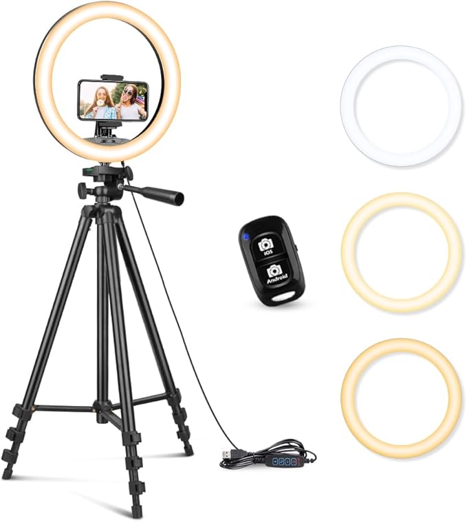 Sensyne 12'' Ring Light with 50'' Extendable Tripod Stand, LED Circle Lights by sensyne