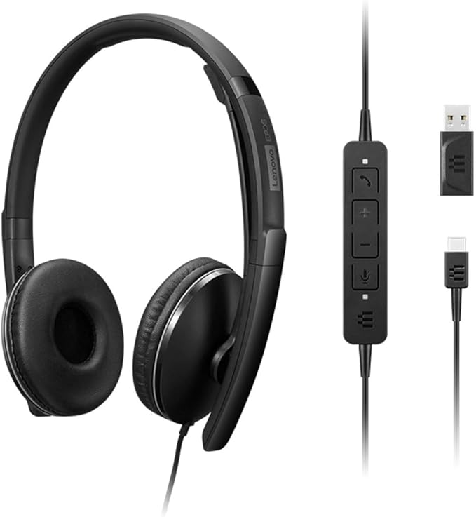 Lenovo Wired ANC Headset, USB-C and USB-A connectivity, Zoom Certified - Image 2
