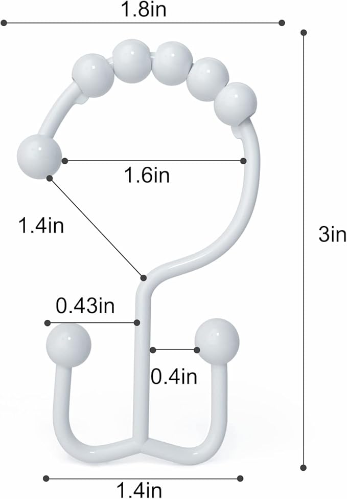 Shower Curtain Hooks, Goowin Shower Curtain Rings, Stainless Steel Shower - Image 3