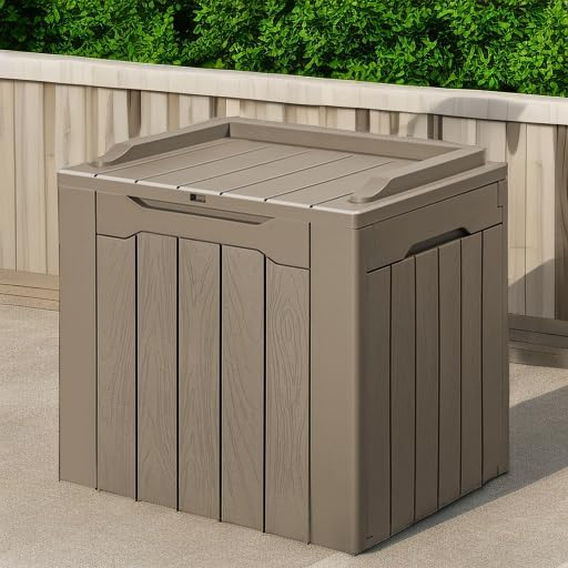 gunji 30 gallon small deck box outdoor waterproof showing dimensions