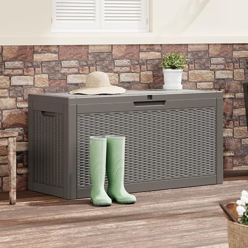 outdoor storage box, resin deck boxes indoor and on a desk or shelf