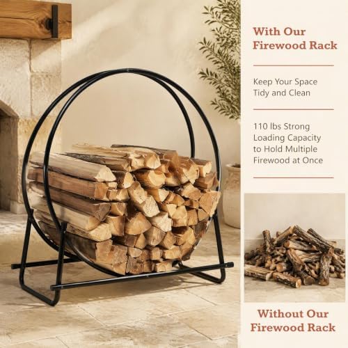 goplus firewood rack, 32.5 inch outdoor firewood log on a desk or shelf