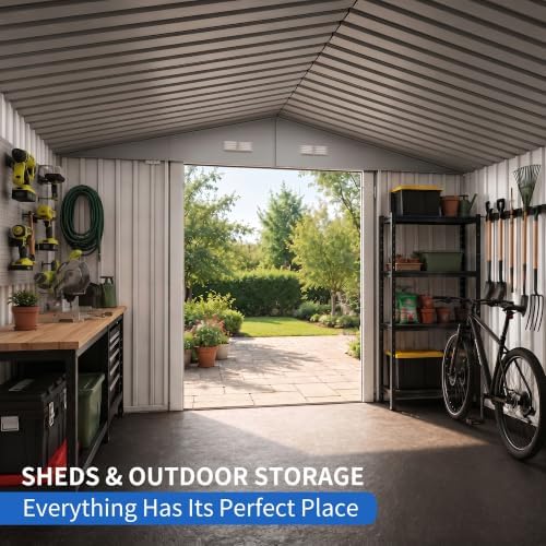 10x12 ft outdoor storage shed, metal garden shed, side view