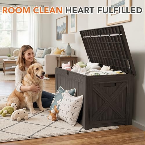 130 gallon deck box outdoor indoor waterproof storage, side view