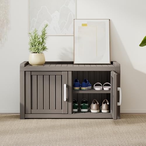2-tier storage bench, waterproof uv-resistant outdoor shoe storage, package contents