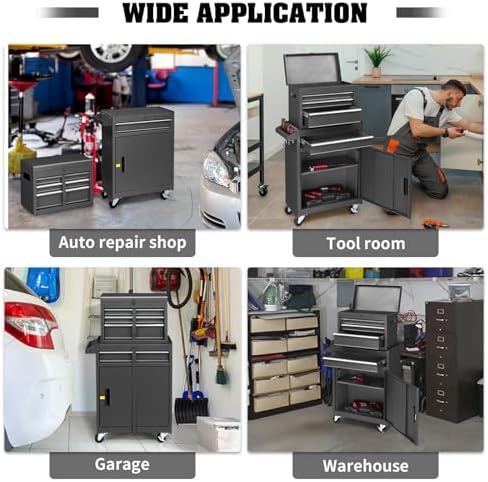 winado 4-drawer rolling tool chest, 2-in-1 large storage on a desk or shelf
