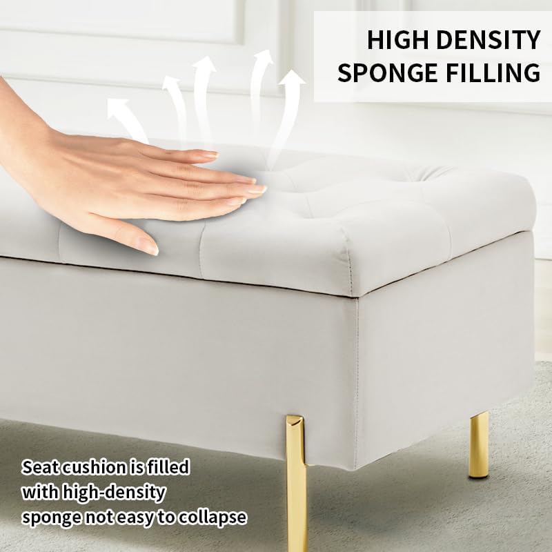 45.6 inch velvet storage bench upholstered tufted settee, package contents