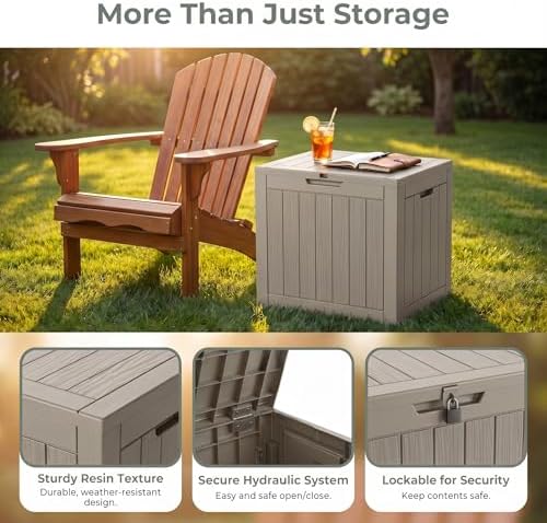 nicbex 30 gallon deck box, waterproof resin outdoor, close-up detail
