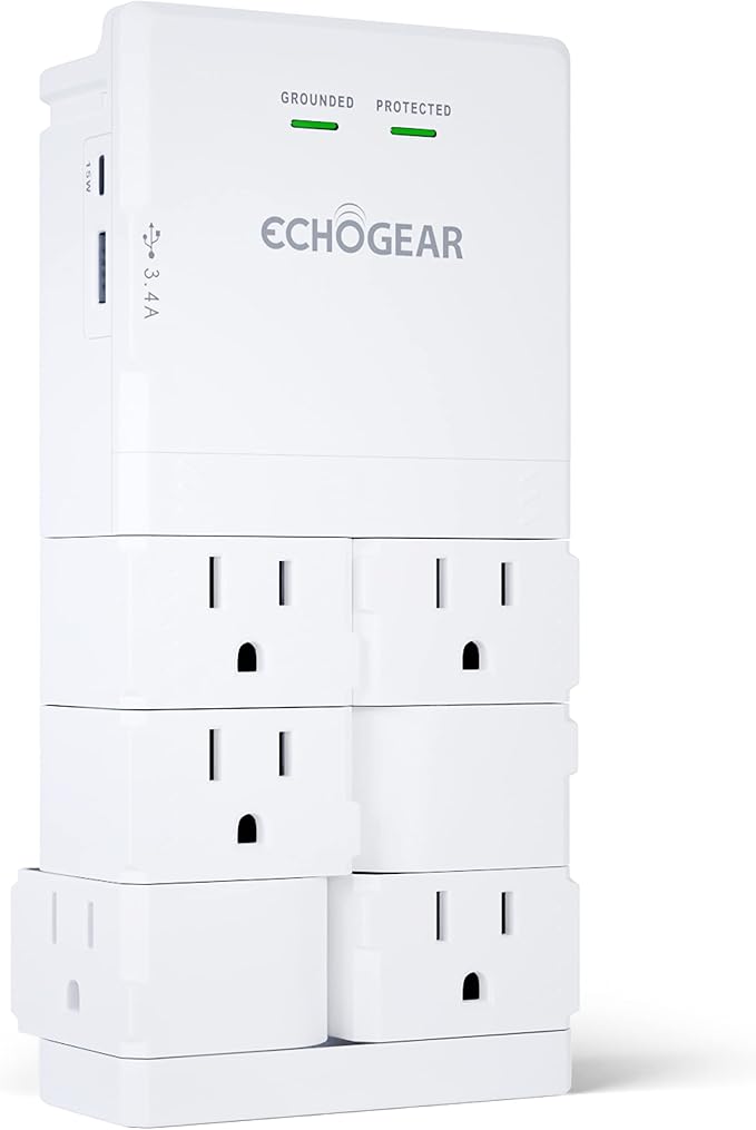ECHOGEAR Wall Outlet with USB Ports & Surge Protection by ECHOGEAR