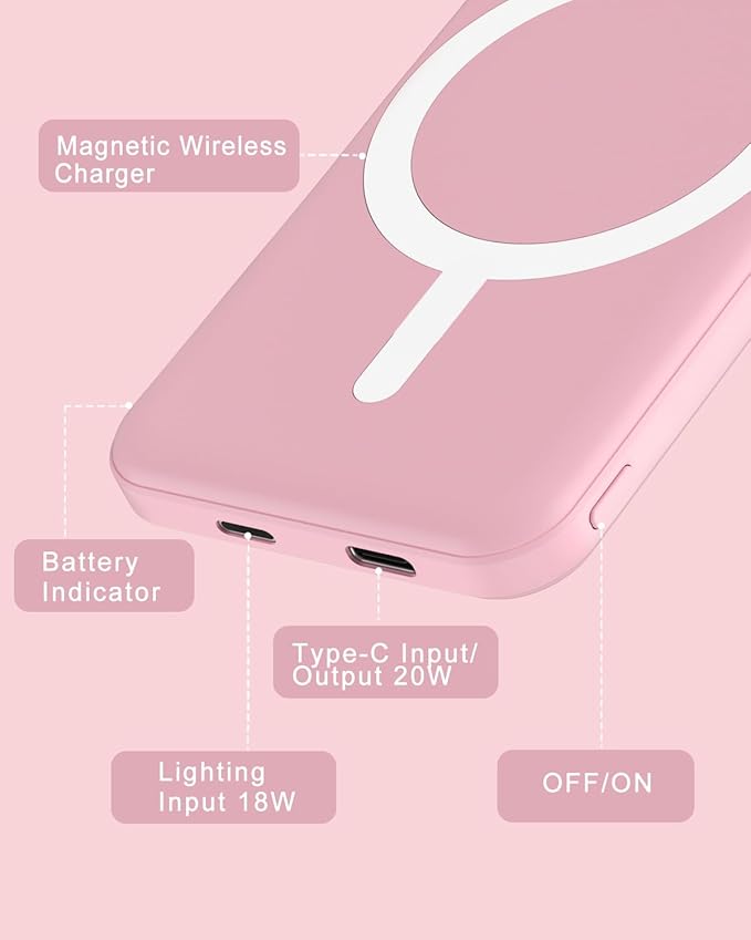 podoru for Magsafe Battery Pack, 5000mAh Magnetic Power Bank - Image 6