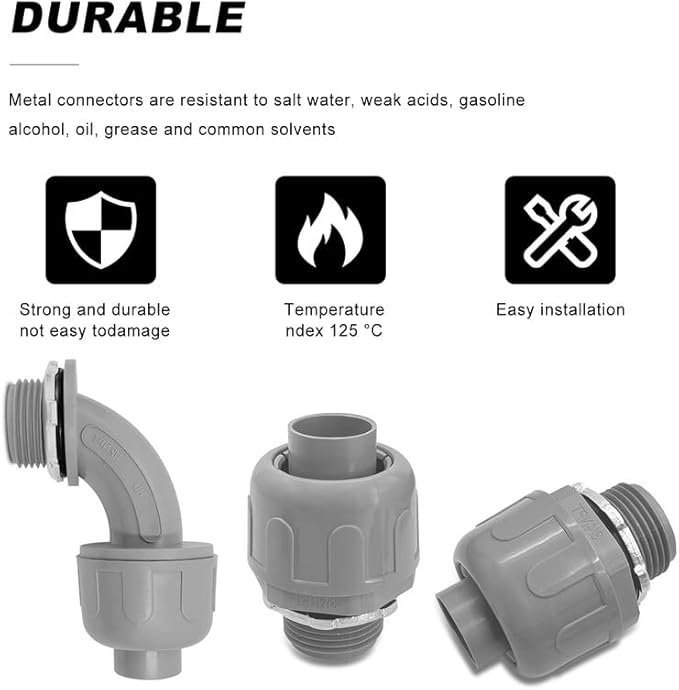Wocloer 1/2 inch Liquid Tight Connector PVC Flexible Conduit Connector UL - Image 4
