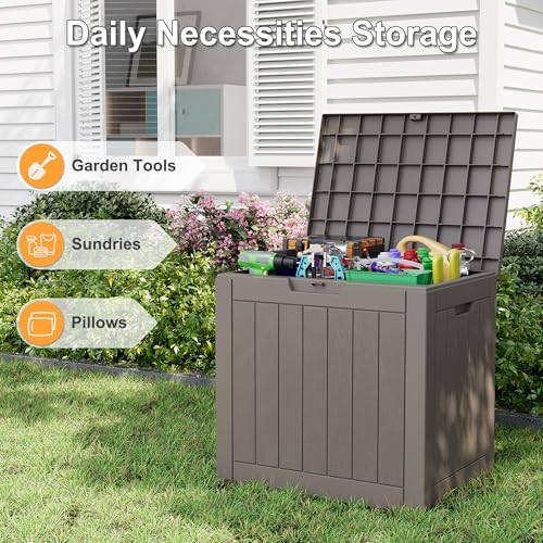 35 gallon outdoor storage box waterproof deck box, close-up detail