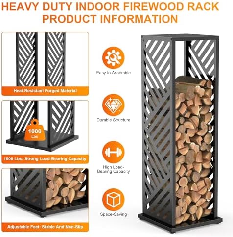 4ft firewood rack indoor, wood rack, metal, 1000, close-up detail