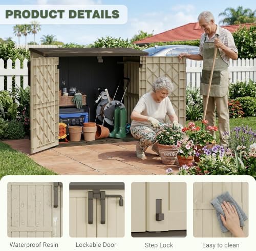 lhbcraft waterproof outdoor storage box 36 cu ft shown in use