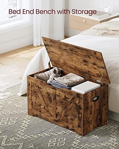 vasagle storage chest with 2 safety hinges, 15.7, side view