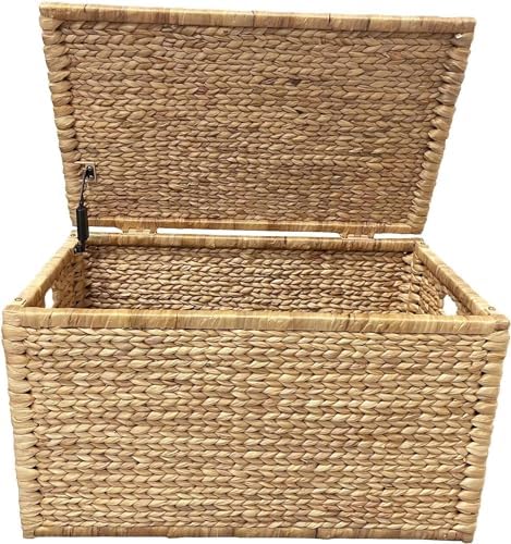 ehemco water hyacinth wicker storage trunk, natural, 30x17.5x17.5, view 9