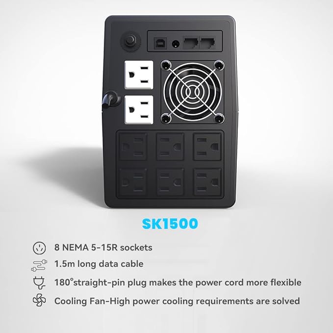 Ups Battery Backup and Surge Protector, Computer Uninterruptible Power Supply - Image 6