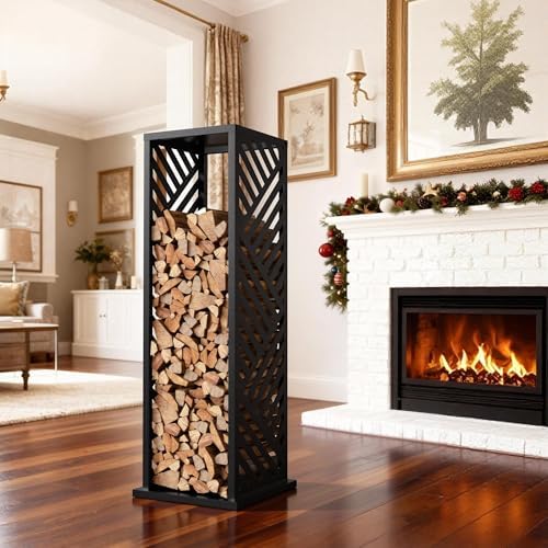 4ft firewood rack indoor, wood rack, metal, 1000 shown in use