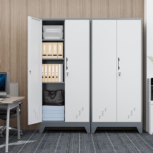 metal garage storage cabinets with lock- 61" tall showing dimensions