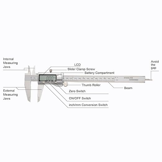 SCITOOLS All-Metal Digital Caliper 0-8" Measuring Tool, Micrometer Caliper - Image 5