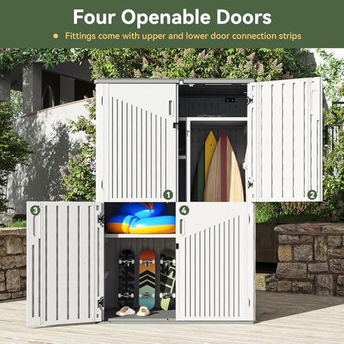 aoxun 64 cu.ft resin outdoor storage shed with, package contents