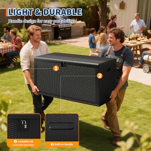 idealhouse 150 gal waterproof blow molded resin deck showing dimensions