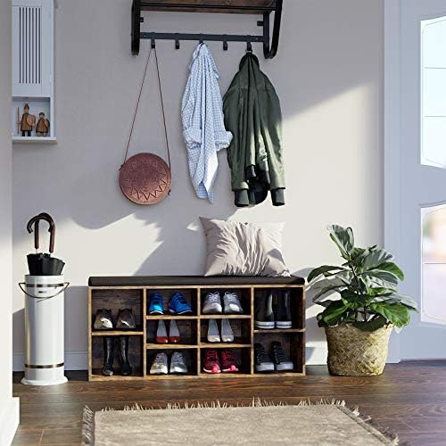 vasagle custos collection - shoe bench, storage bench, side view