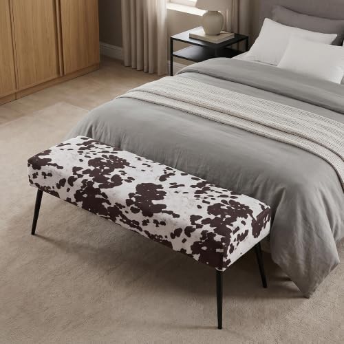 duhome velvet bench ottoman, upholstered bedroom benches cow, view 9