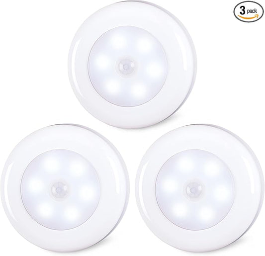 STAR-SPANGLED 3 Pack 2.8” Motion Sensor Lights Indoor AAA Battery Operated by STAR-SPANGLED