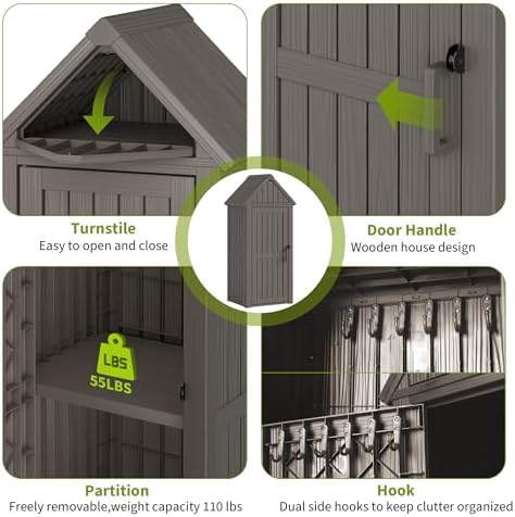 outdoor storage shed – sturdy resin with sloping, side view