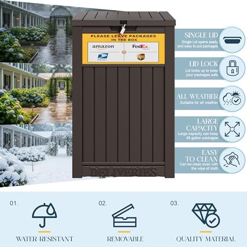 package delivery box for outside, outdoor storage box, close-up detail