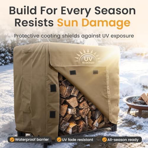 firewood log rack cover 8 foot - heavy showing dimensions