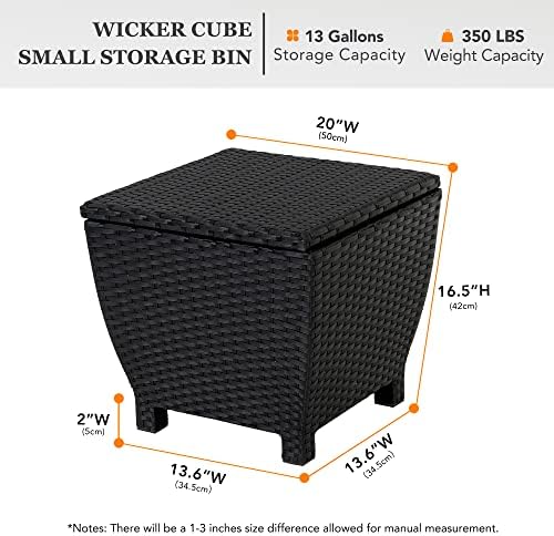 sundale pe wicker deck storage box, 13 gallon, close-up detail