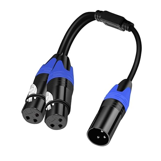 1 Male to 2 Female XLR Y Splitter Micrphone Cable, 3pin Male to Dual XLR Female by Seefeful