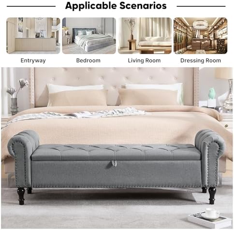 67 inch storage bench for bedroom, linen end, package contents