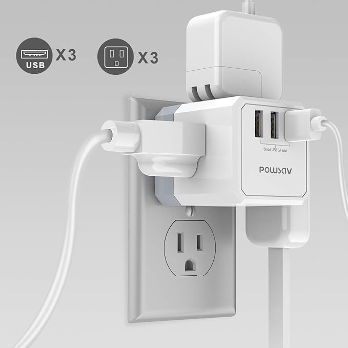 3-Outlet USB Wall Charger and Extender - Image 4