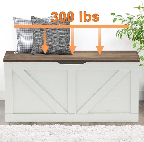 timberer 39.4" storage chest, wooden storage bench, large showing dimensions