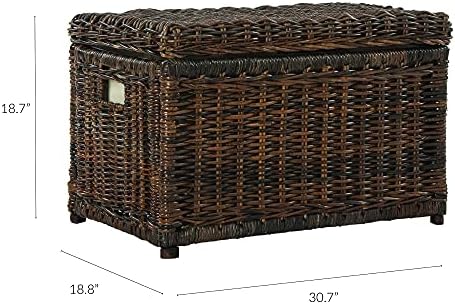 happimess elijah 31" wicker storage trunk footlocker chest showing dimensions