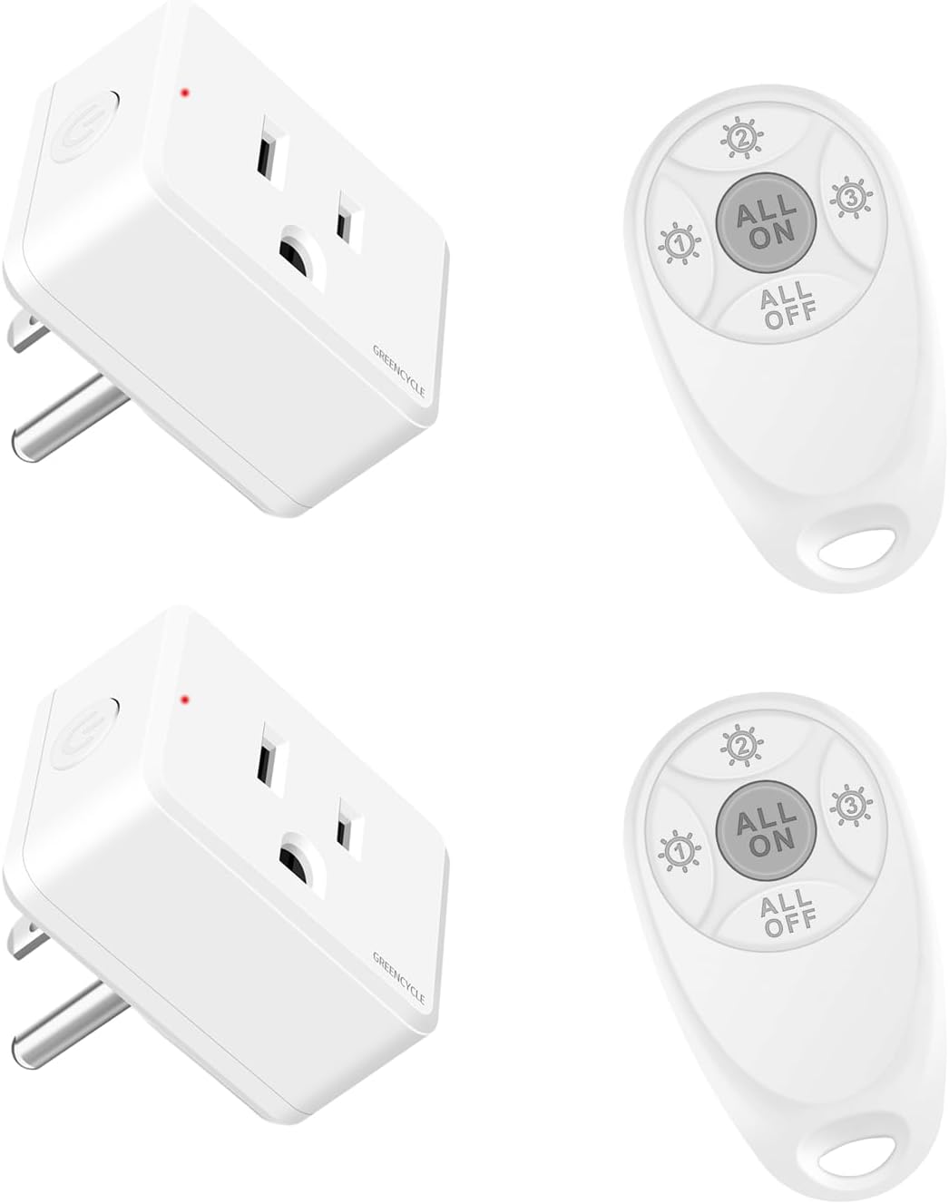 Greencycle Remote Control Outlet, 2 Wireless Light Switches and 2 Outlet Plugs