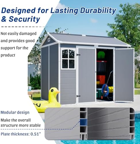 yopto 8x6 ft plastic shed,outdoor storage shed w/ on a desk or shelf