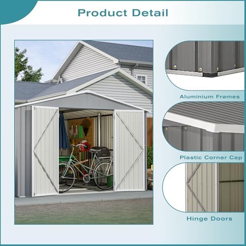 yopto 10x12 ft outdoor storage shed with floor, front angle view