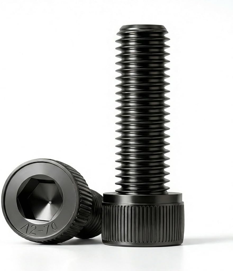 M4 x 14mm (50 Pack) Socket Head Cap Bolts with Hex Spanner, Black Oxide 304 Stainless Steel 18-8, Allen Socket Drive, Full Thread