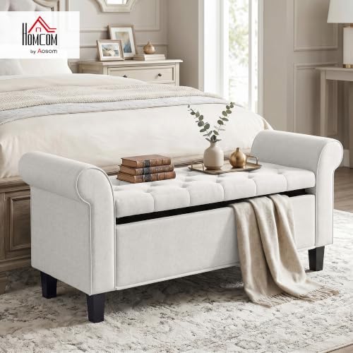 homcom 47" storage ottoman end of bed bench shown in use