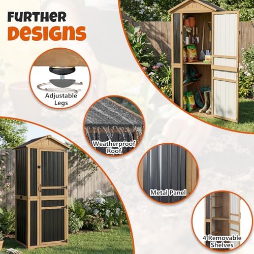 4-tier metal & wood outdoor storage cabinet with, package contents