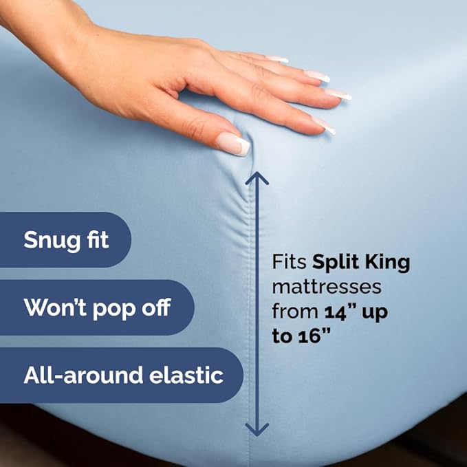 Split Head King Sheet Set – 4 Piece Flex Split Top King Sheets - Image 5