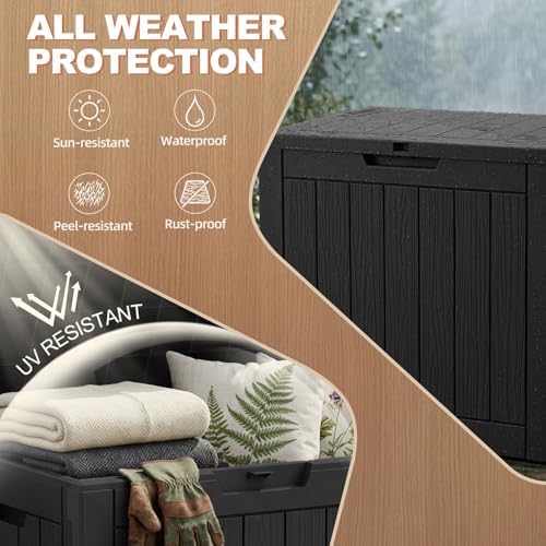 efu outdoor storage box 42 gallon deck box shown in use