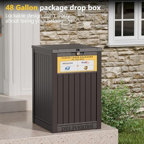 lhbgo package delivery box for outside with sign, side view