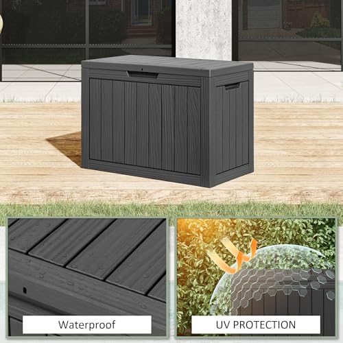 nunu lab 45 gal deck box, outdoor storage, close-up detail