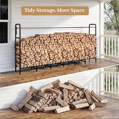 firewood rack 8ft heavy duty metal log holder showing dimensions